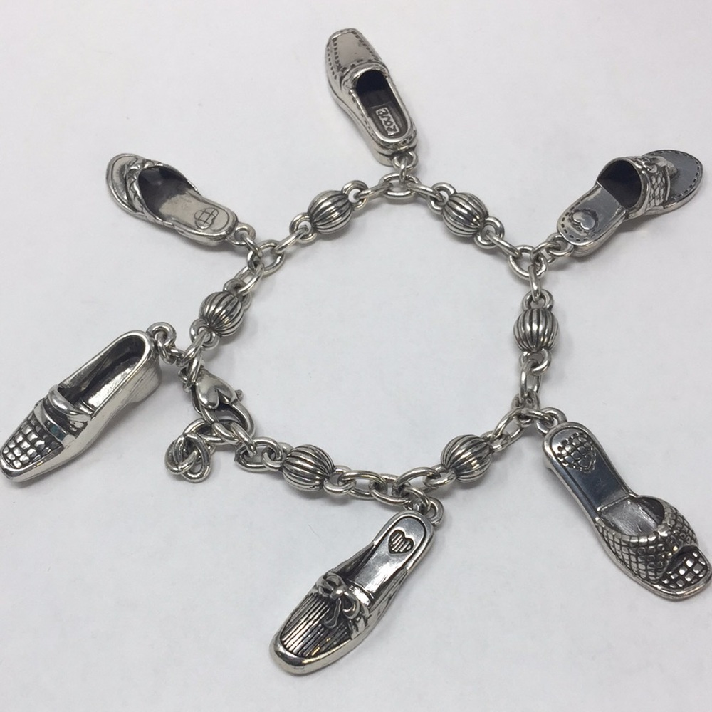 Brighton bracelet silver tone chain & shoe charms